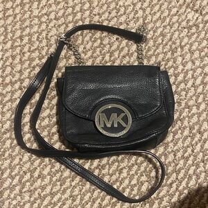 Michael Kors Black Crossbody Bag with Silver Logo